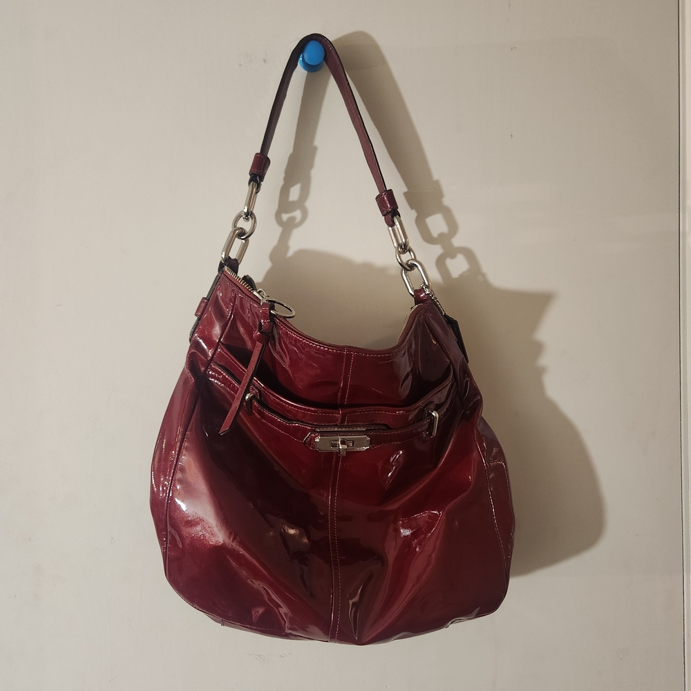 Coach Glossy Maroon Shoulder Bag